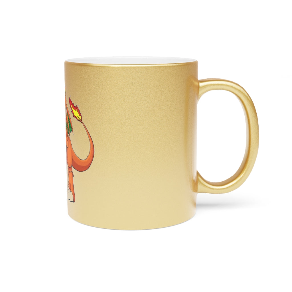 Angetiron Metallic Mug in Silver and Gold, showcasing customizable designs and a sleek ceramic finish.